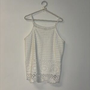 Women's Tank Baby Cami Flower Sz Lg 70s Y2K Funk Event Concert Knit Boho Crochet